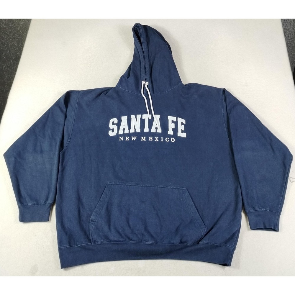 Santa Fe New Mexico Hoodie Mens 2XL Blue Ocean Beach Sportswear Pullover Fleece